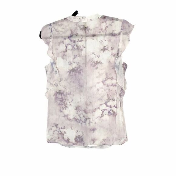 PIT Amsterdam Women’s Sheer Sleeveless Abstract Ruffle Blouse Top US Size 2 - Picture 2 of 5